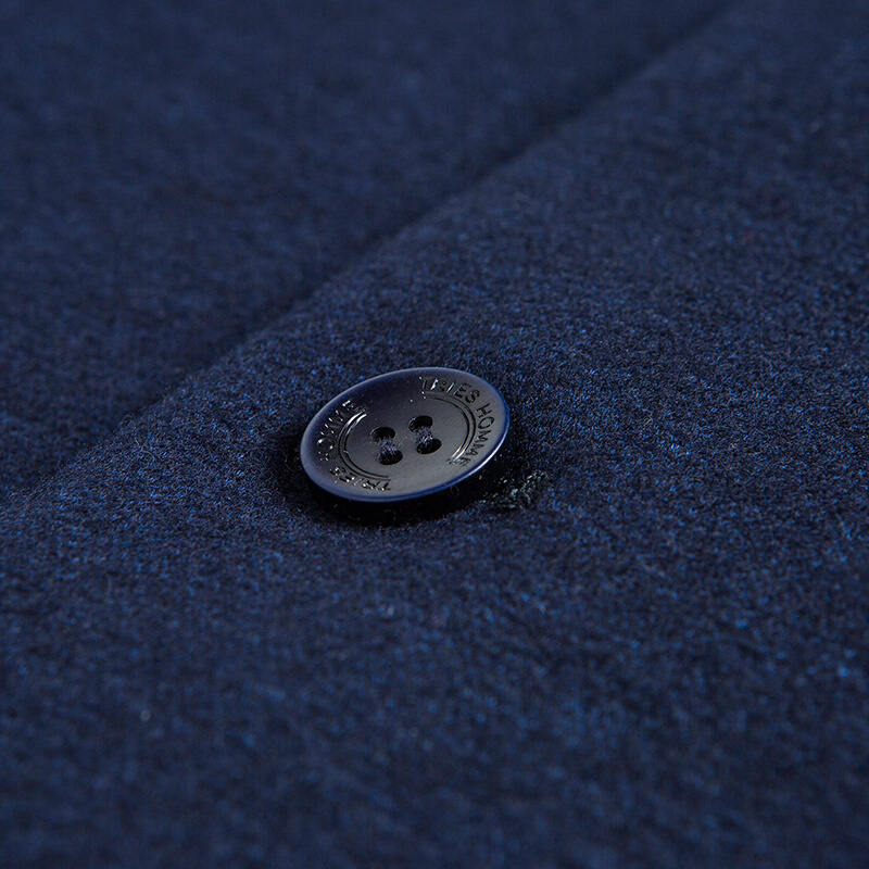 休闲西服男商场同款男装秋季款中式立领羊毛商务绅士休闲单西男黑蓝色