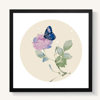 青尘蝴蝶装饰画客厅卧室现代简约挂画植物花卉壁画墙画 16 53x53厘米