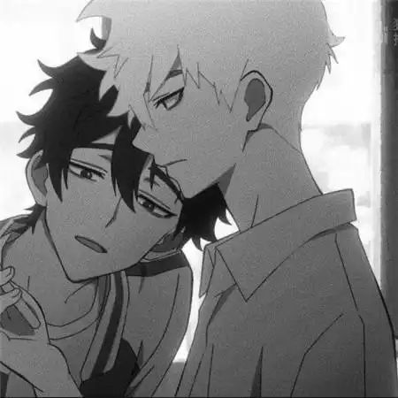 黑白基友头像一左一右帅气动漫图片