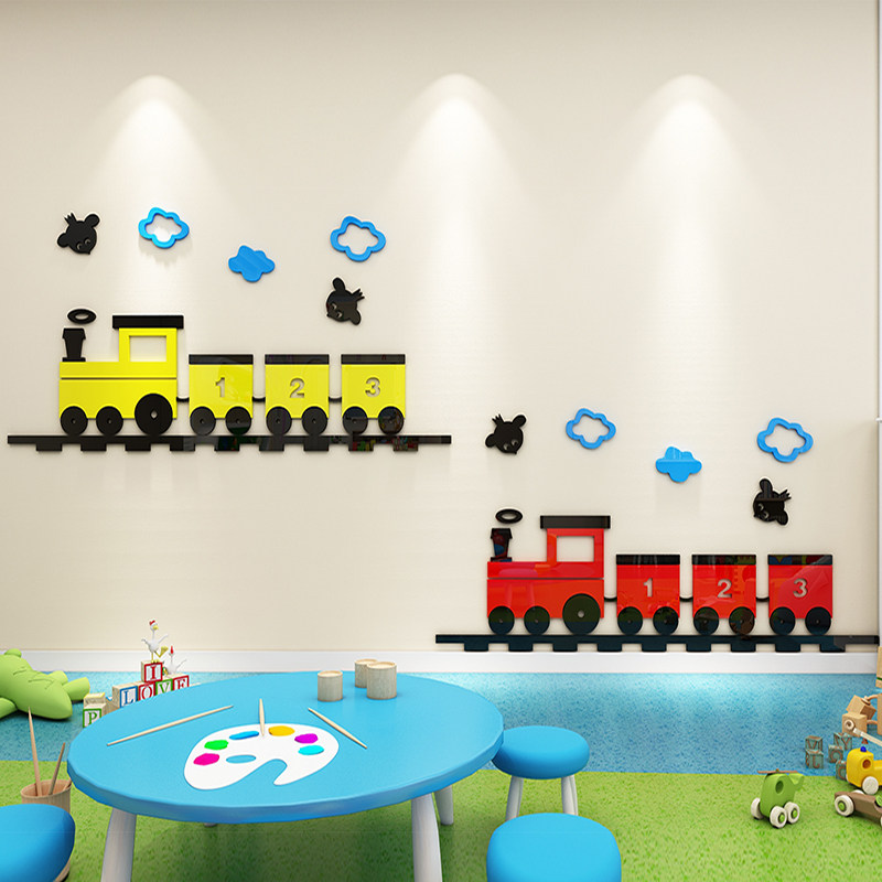 小火车贴纸幼儿园墙面装饰环创境布置材料主题教育培训文化教室
