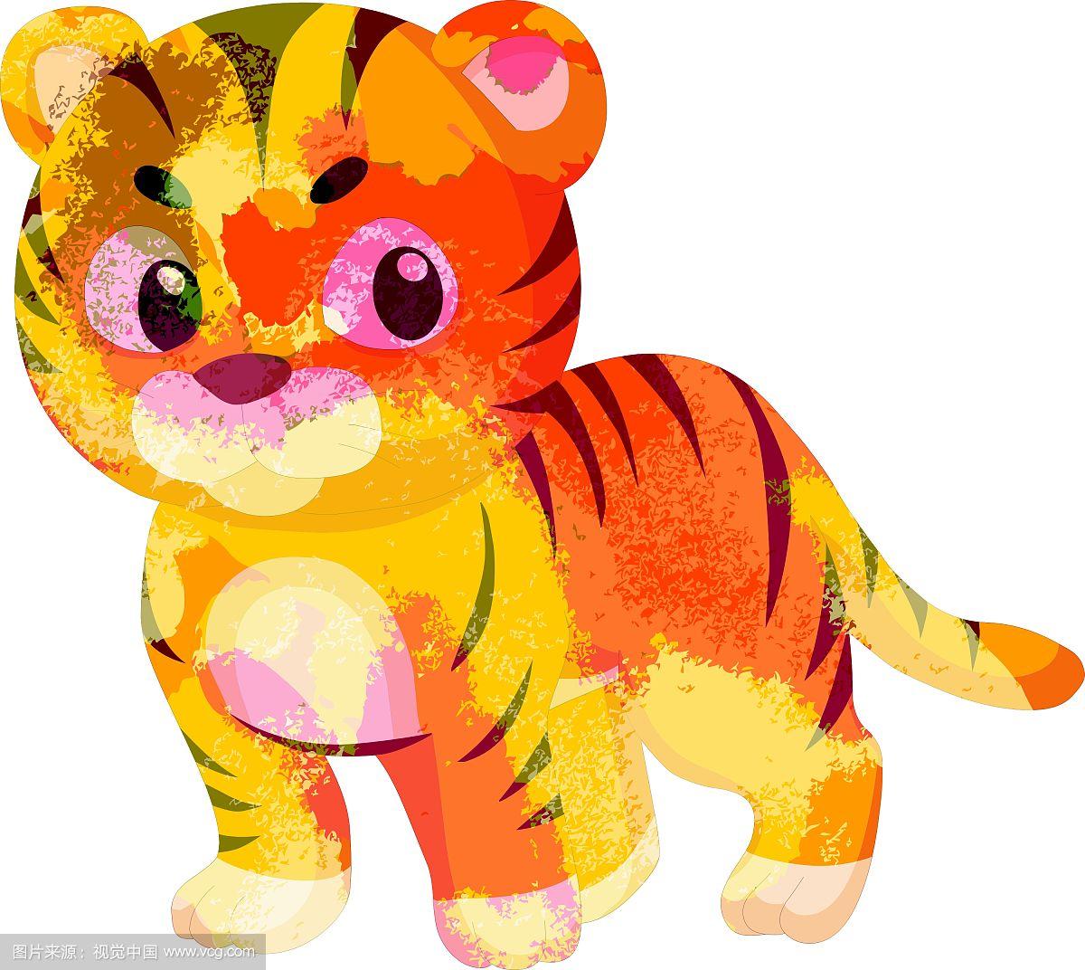 水彩老虎彩色孤立在白色