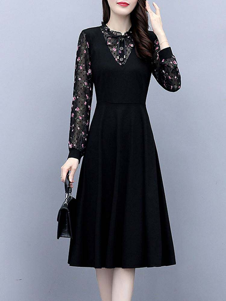 40岁中年妈妈秋冬洋气长袖连衣裙大码女装贵夫人气质显年轻打底裙