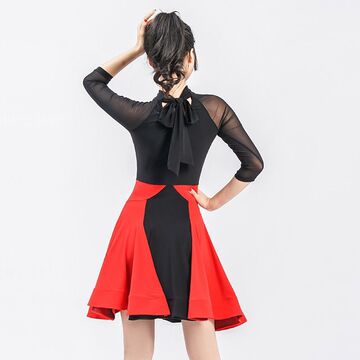 新款拉丁舞连衣裙女成人国标舞表演服吉特巴舞比赛交谊舞裙-阿里巴巴
