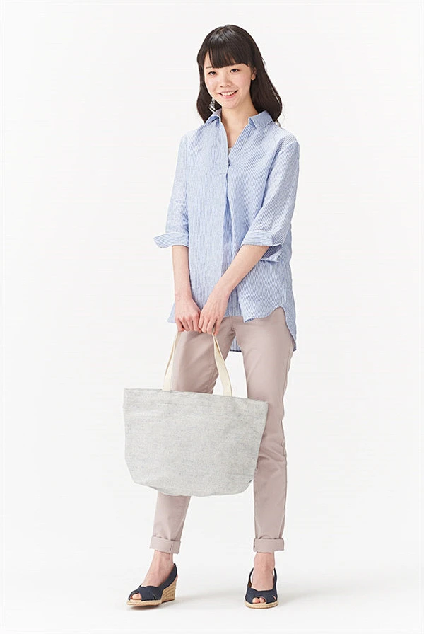 【5月新款】无印良品muji 女夏季亚麻七分袖衬衫/w4sc208香港代购