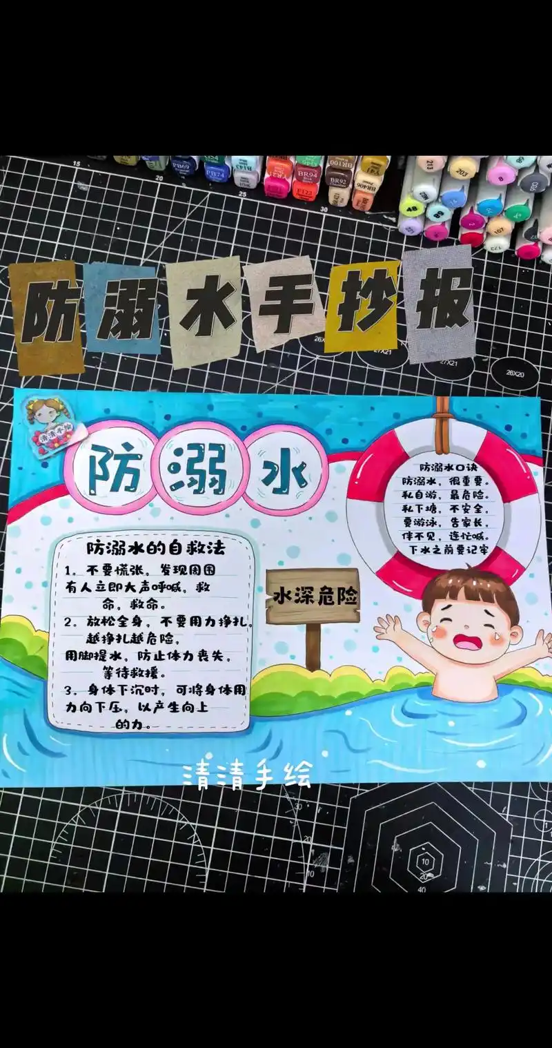 防溺水手抄报合集.#马克笔手绘 #儿童画 #小学生手抄报 # - 抖音