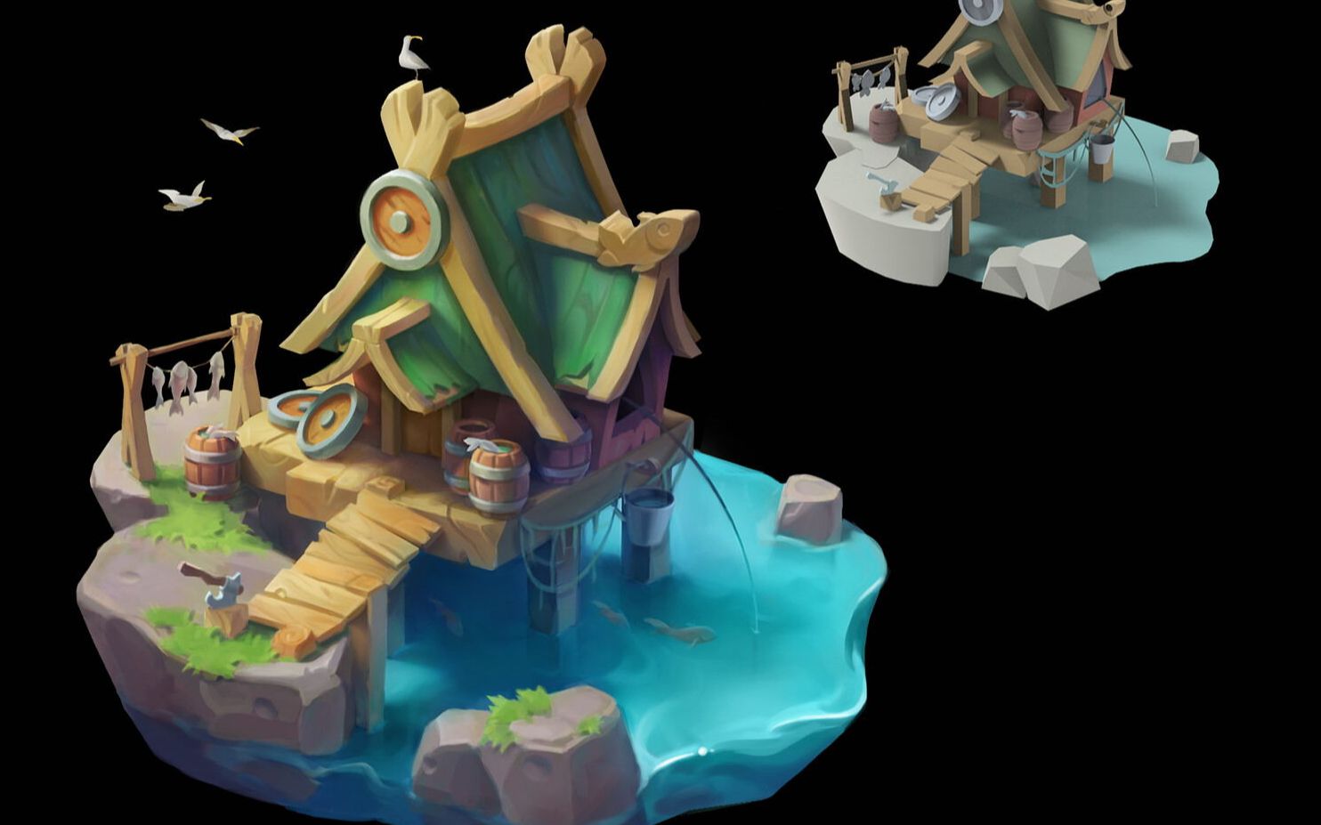 风格化游戏场景建筑模型,简单易上手!