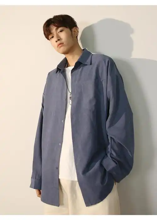 同款白衬衫男长袖韩版宽松休闲黑衬衣痞帅港风潮日系外套夏季黑色免烫