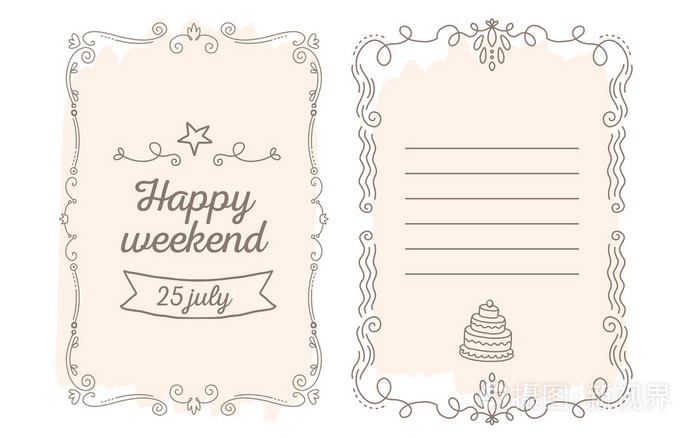 带花边框的贺卡矢量模板