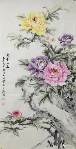 《天香一品》4尺整纸  竖幅  生宣