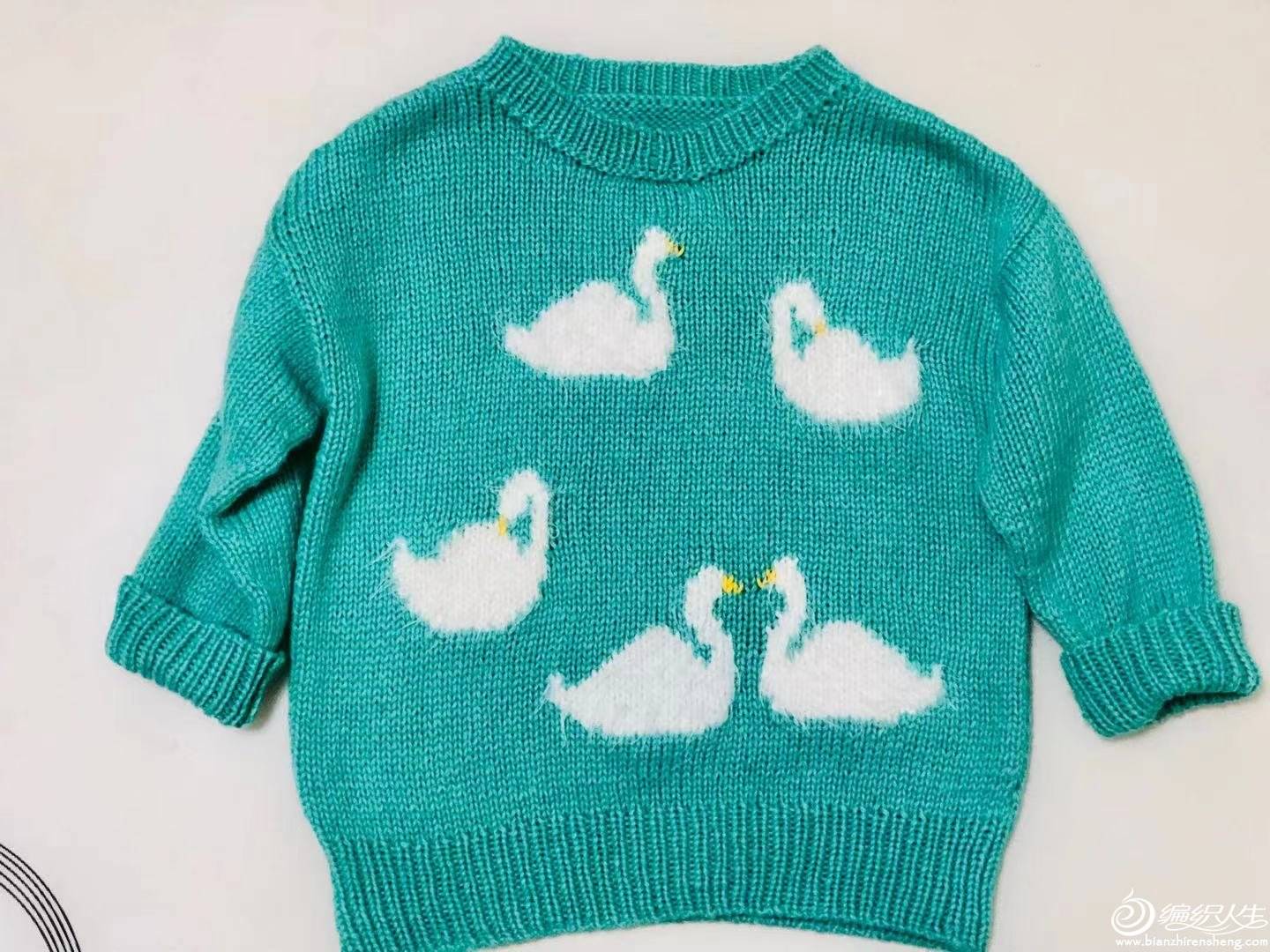 小小鹅成人款改版儿童棒针动物图案套头毛衣