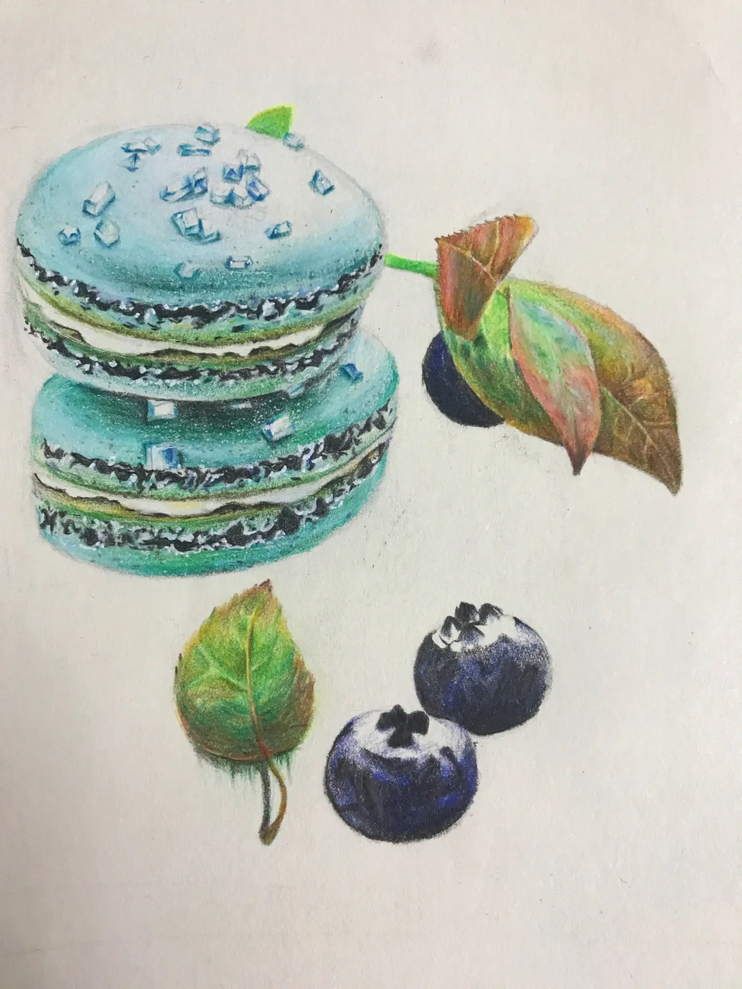 彩铅画马卡龙附过程