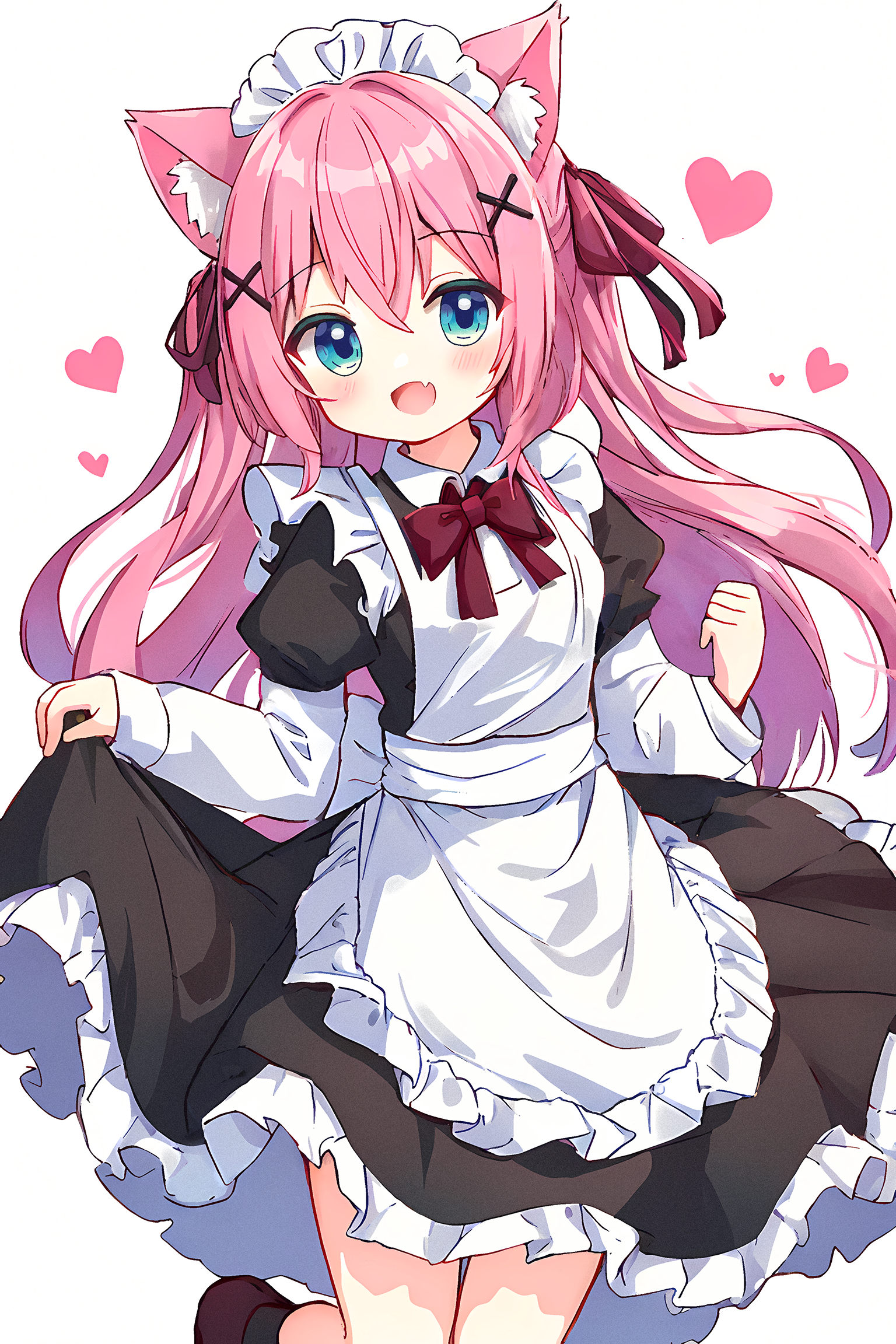 粉色猫耳萝莉女仆 画师:autoins#二次元美图# #我爱二次元# #二次元萌