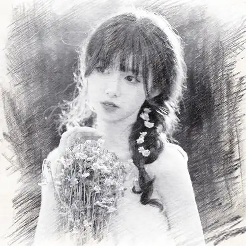 写生素描女生头像图片