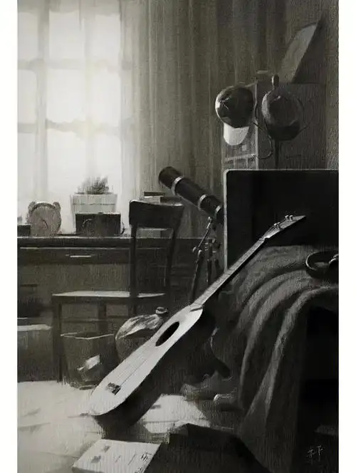 东华大学艺术考研设计素描卧室那一角