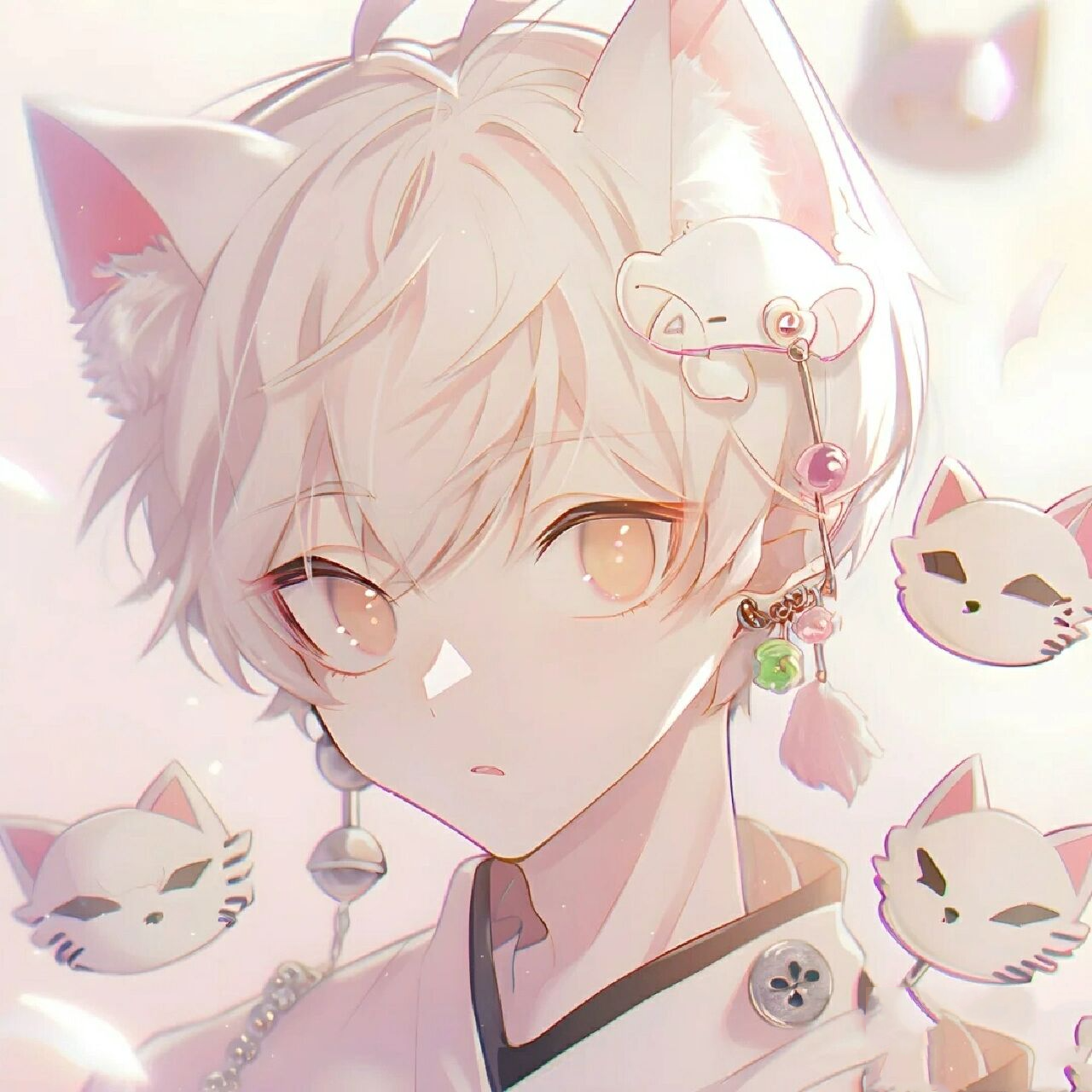 二次元白狐狸少年头像.自行拿图.