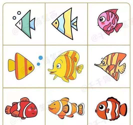 热带鱼简笔画带颜色
