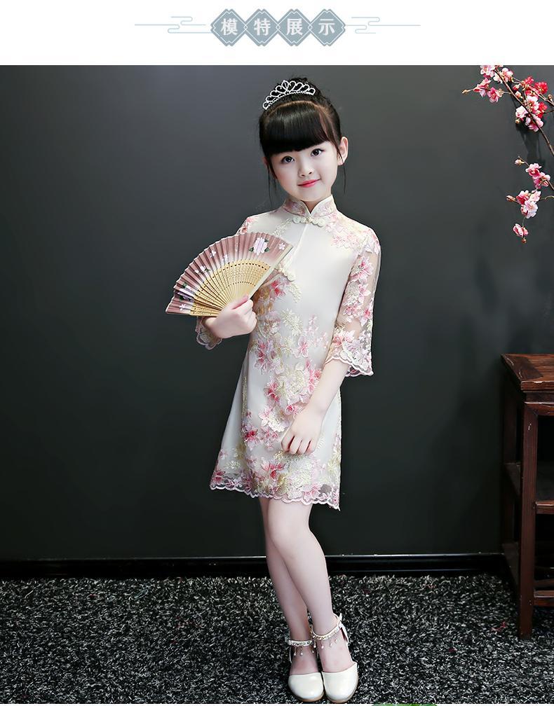 甜贝星商场同款女童旗袍2021新款小女孩改良旗袍宝宝中国风连衣裙公主