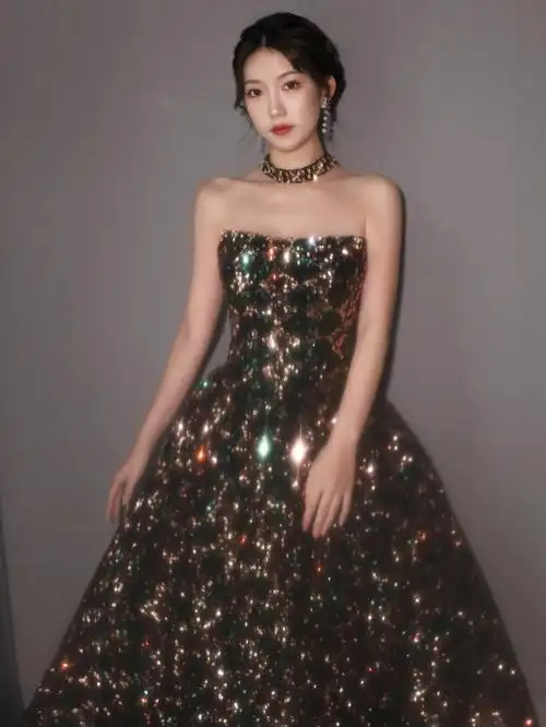 超闪耀的梦幻抹胸晚礼服郴州婚纱礼服