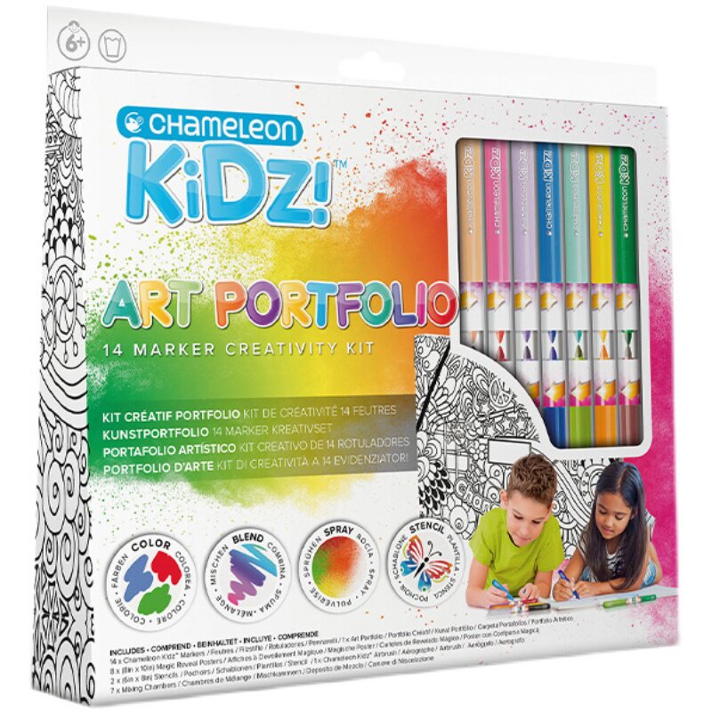 英国chameleon儿童涂色墨画套装彩色渐变变色马克马克笔