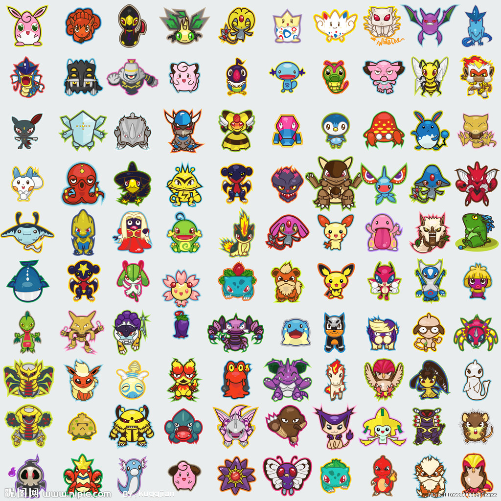 谁能帮我找到神奇宝贝全宠物集合图一张放大可以看清楚的,和数码宝贝