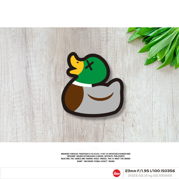 可爱卡通野鸭趣味反光车贴汽车摩托电动车油箱头盔划痕防水贴花