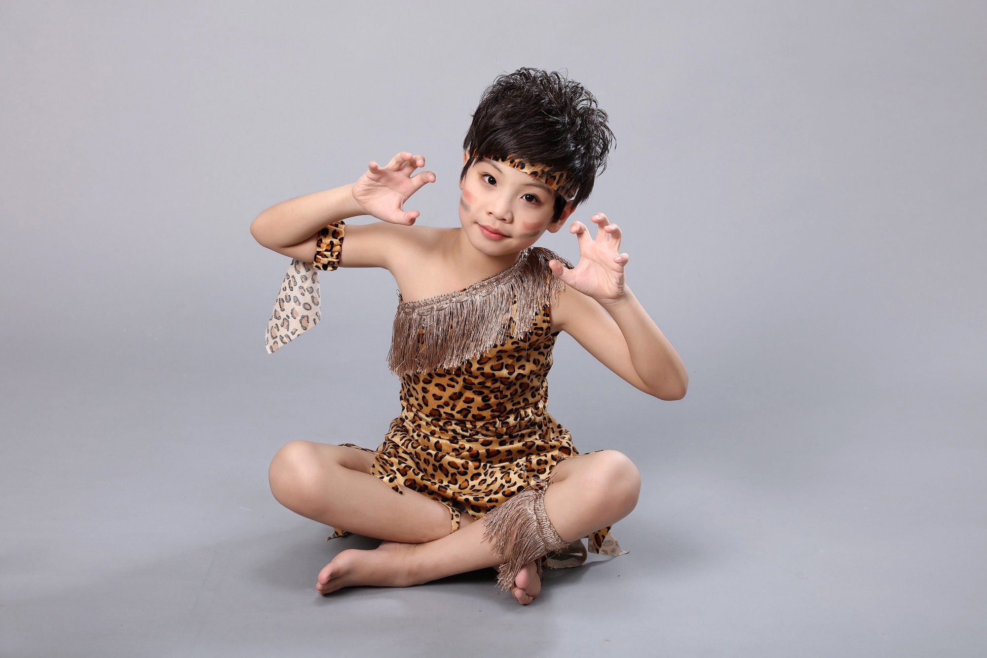 一折孙悟空服装_儿童万盛节表演出道具服装西游记孙悟空虎皮裙/野人裙