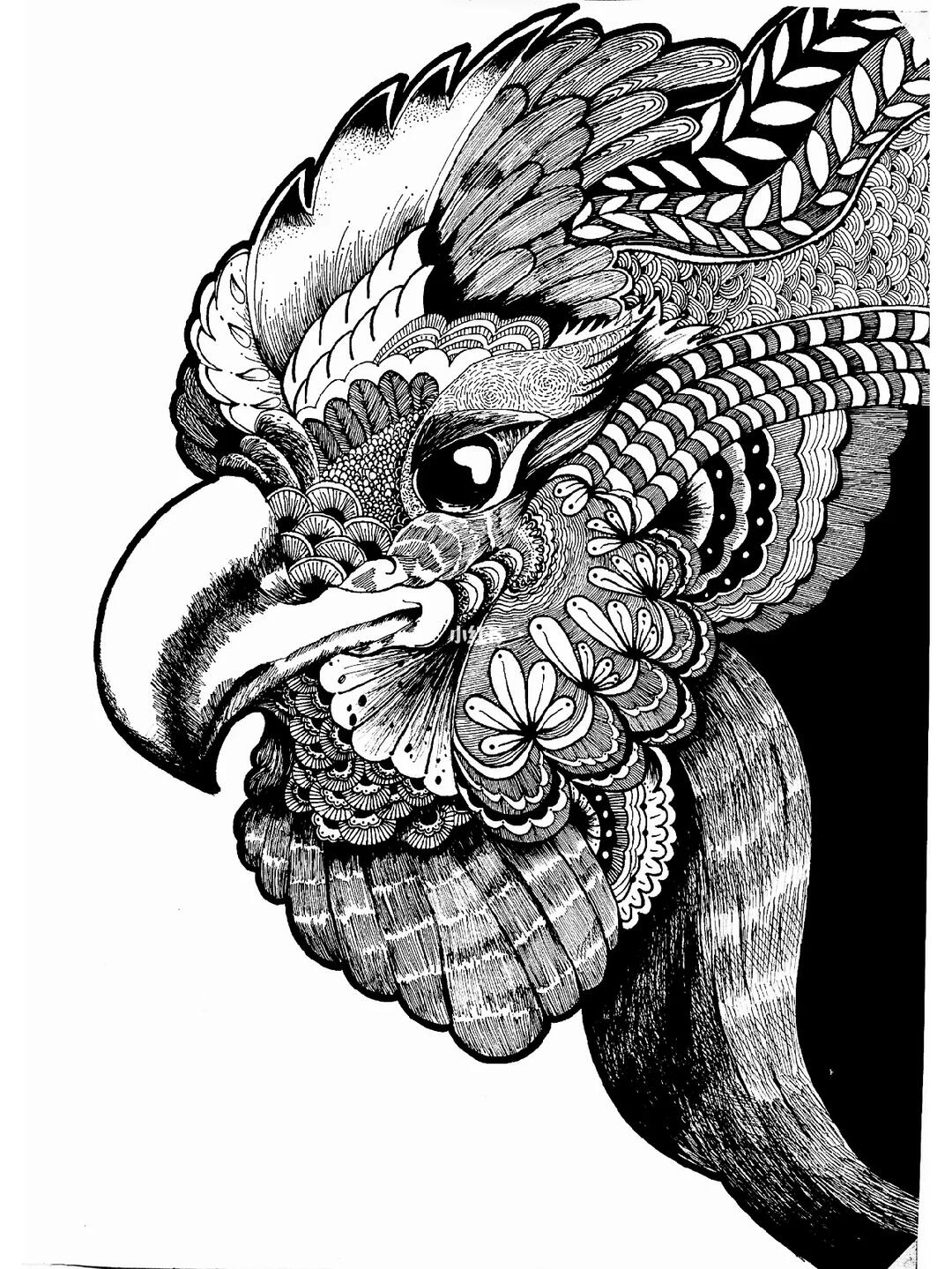 黑白线描装饰画