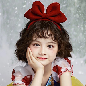 新年假发女宝短卷发可爱蓬松空气刘海白雪公主写真拍照道具全头套