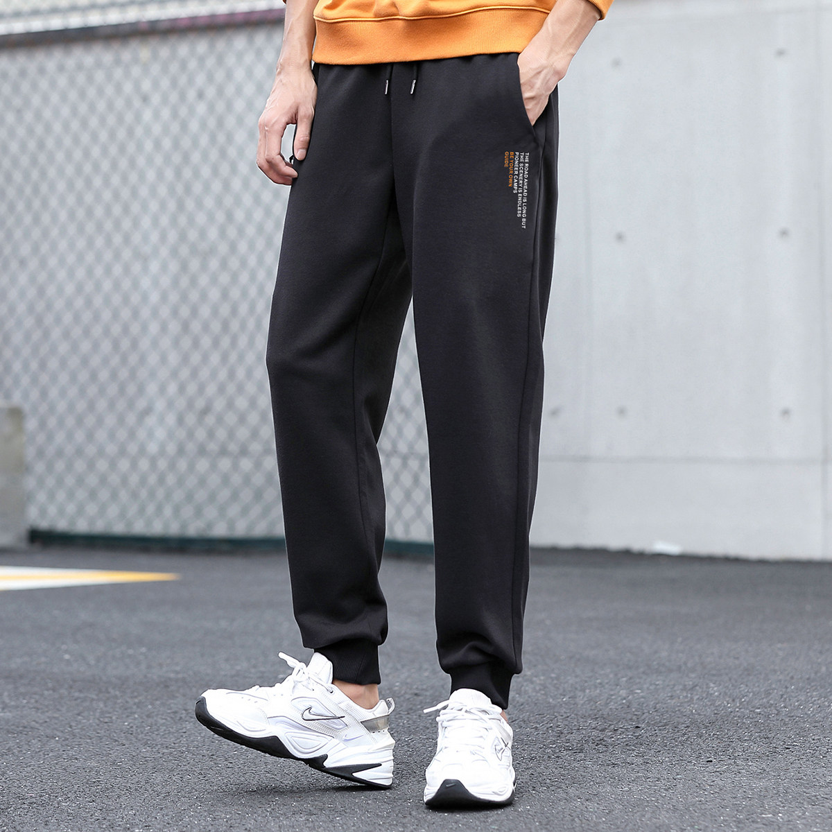 拓路者2022秋季黑色运动裤男纯棉棉束休闲长裤卫裤