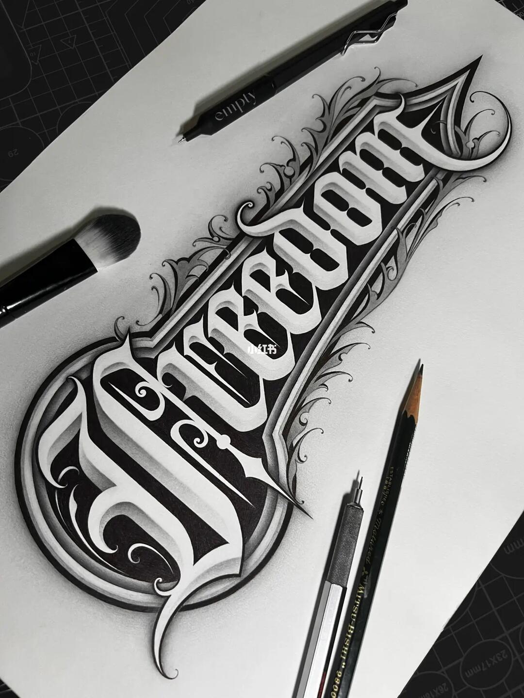 花体字手稿customletteringtattoo