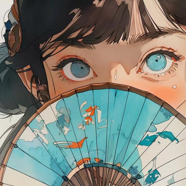 扇子一开书香气自来,一组扇子美人头像送给大家.      (^ー^)