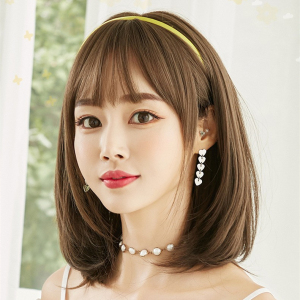 假发短发女2021年时尚新款波波头挑染造型仿真锁骨发中长假发套