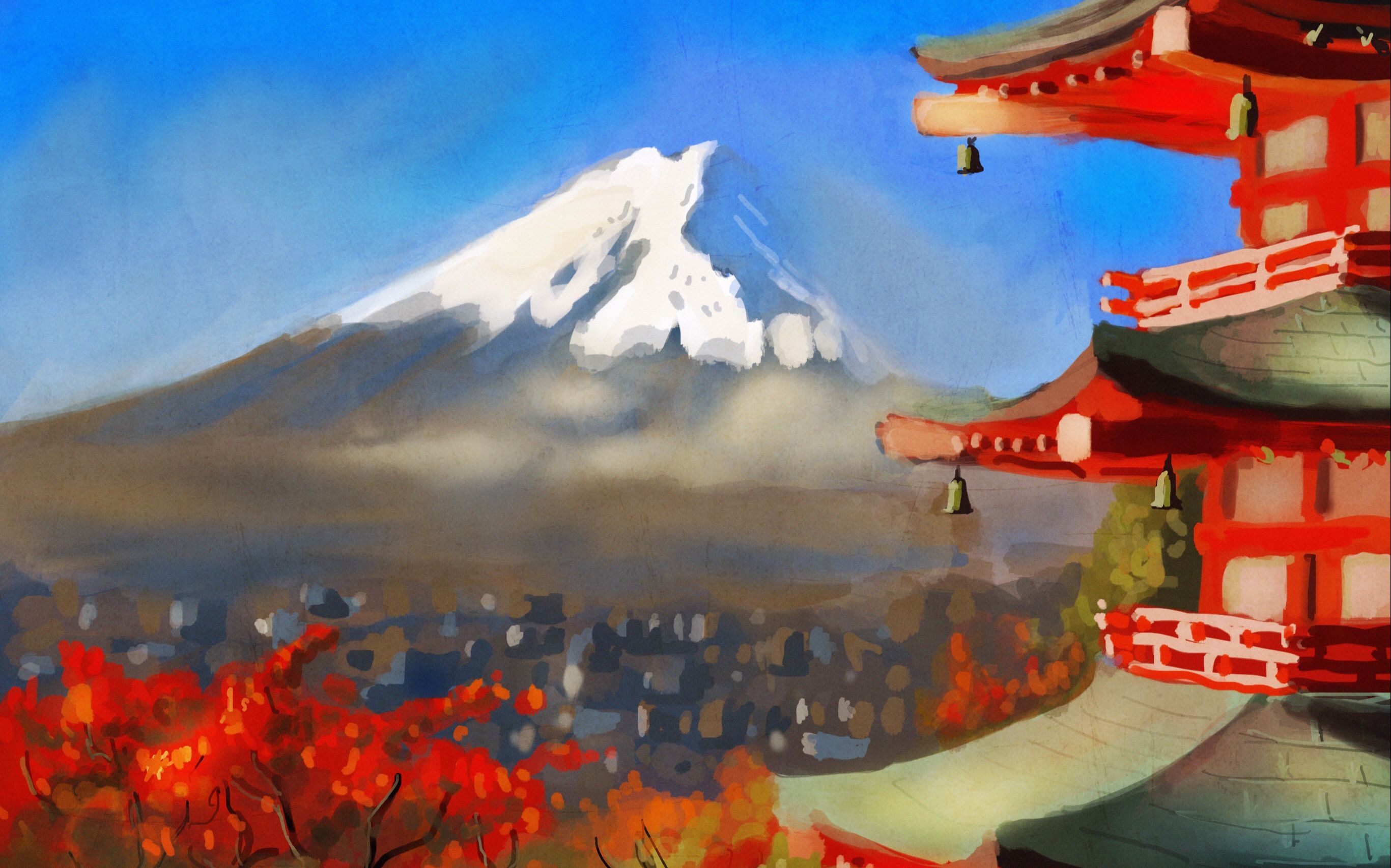 在ipad pro上手绘富士山全过程.使用工具apple pencil和procreate app