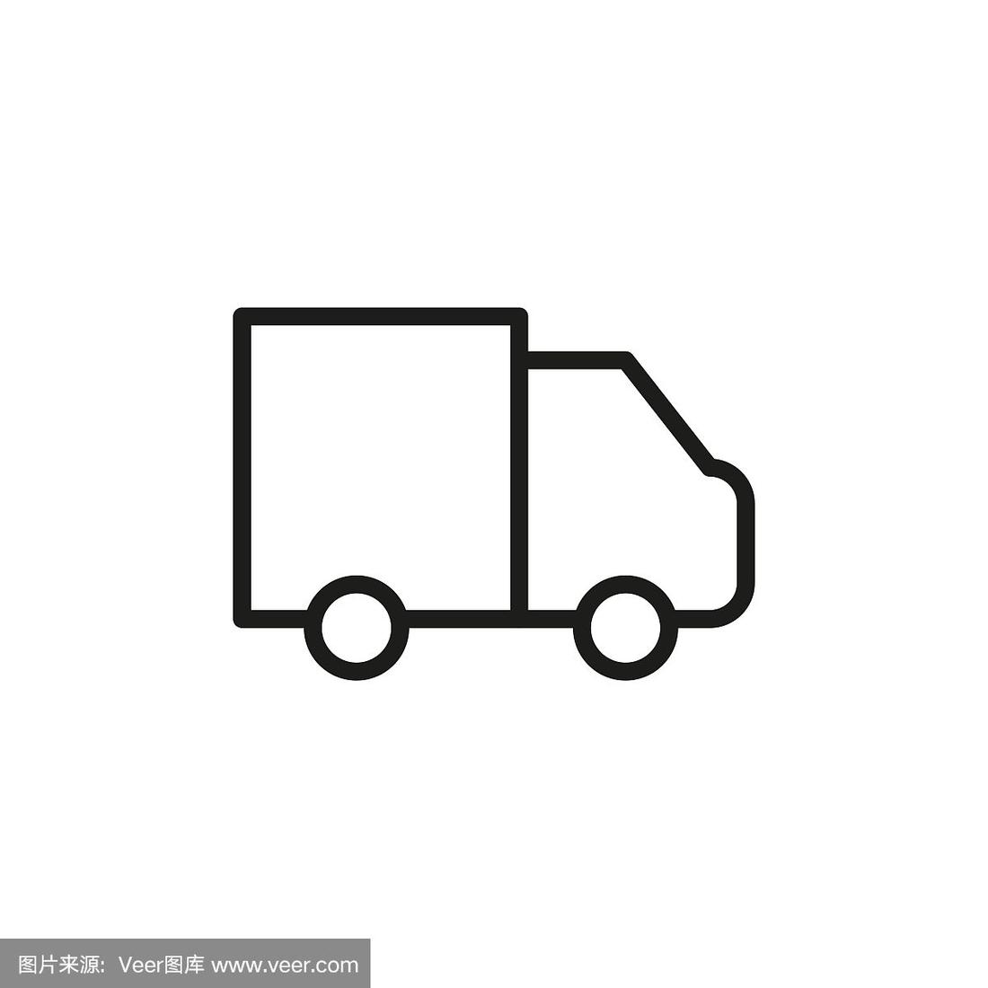 卡车,线图标,极简构图,商务,半挂式卡车
