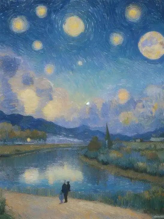 油画:一个孤独的人 孤独的人独自一人走在月光下,他的身影长长 - 抖音