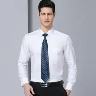 男士长袖白衬衫商务韩版修身免烫西服衬衣职业上班正装男白色寸衫