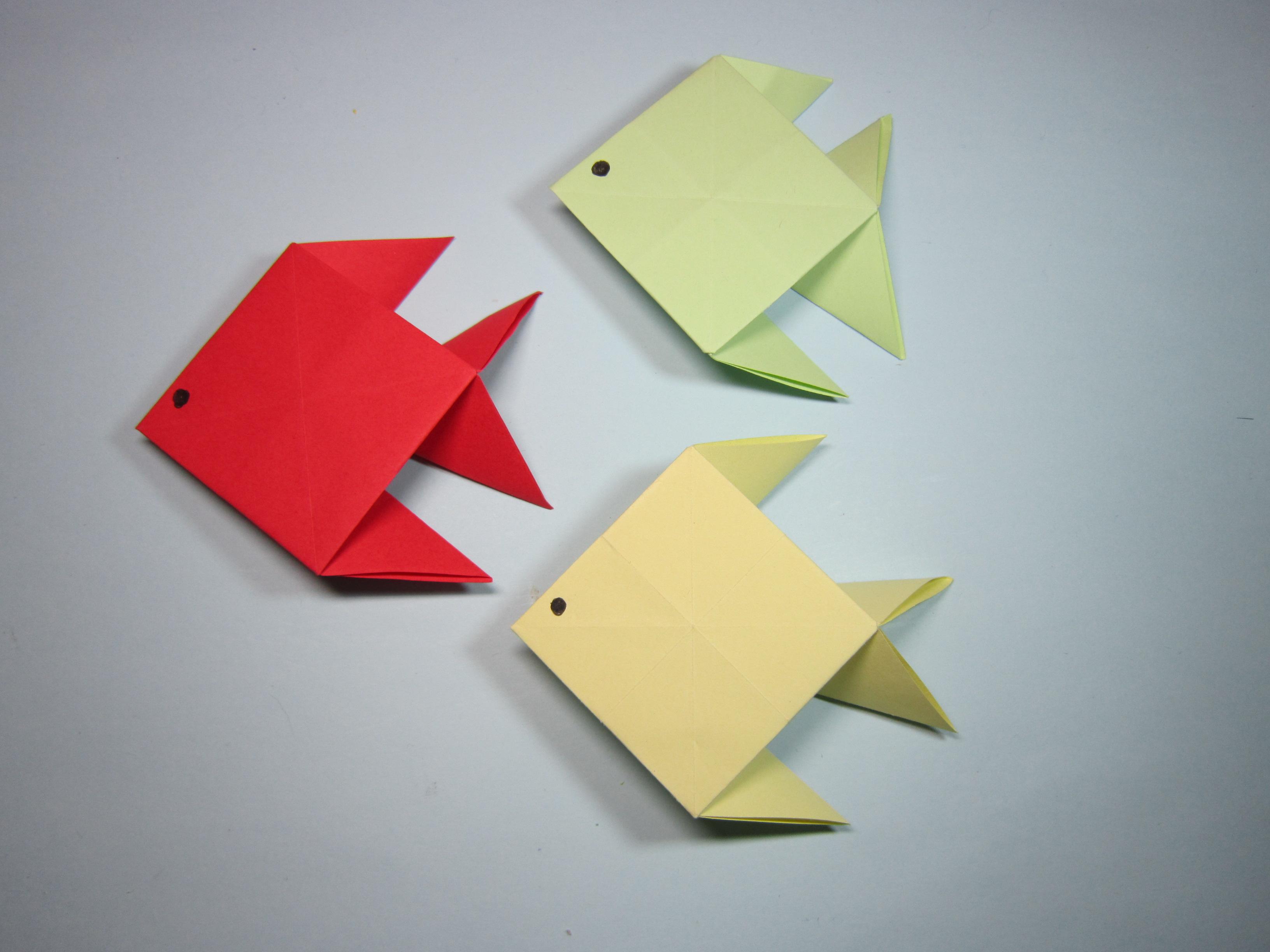 儿童手工折纸小鱼,3分钟学会小金鱼的折法,diy手工制作