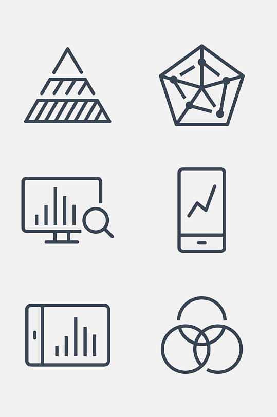 简约手机电脑黑色线性图标免抠素材