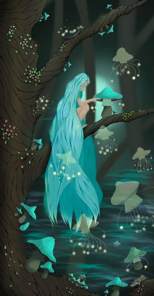 蓝色的蘑菇头精灵|插画|商业插画|阿k想做插画师 - 原创作品 - 站酷