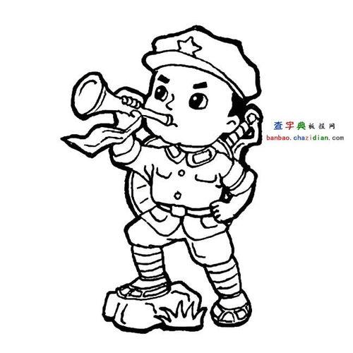 冲锋号简笔画八路军吹冲锋号简笔画