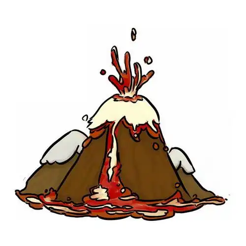 手绘风格卡通活火山冒出的岩浆熔岩3342308png图片免抠素材