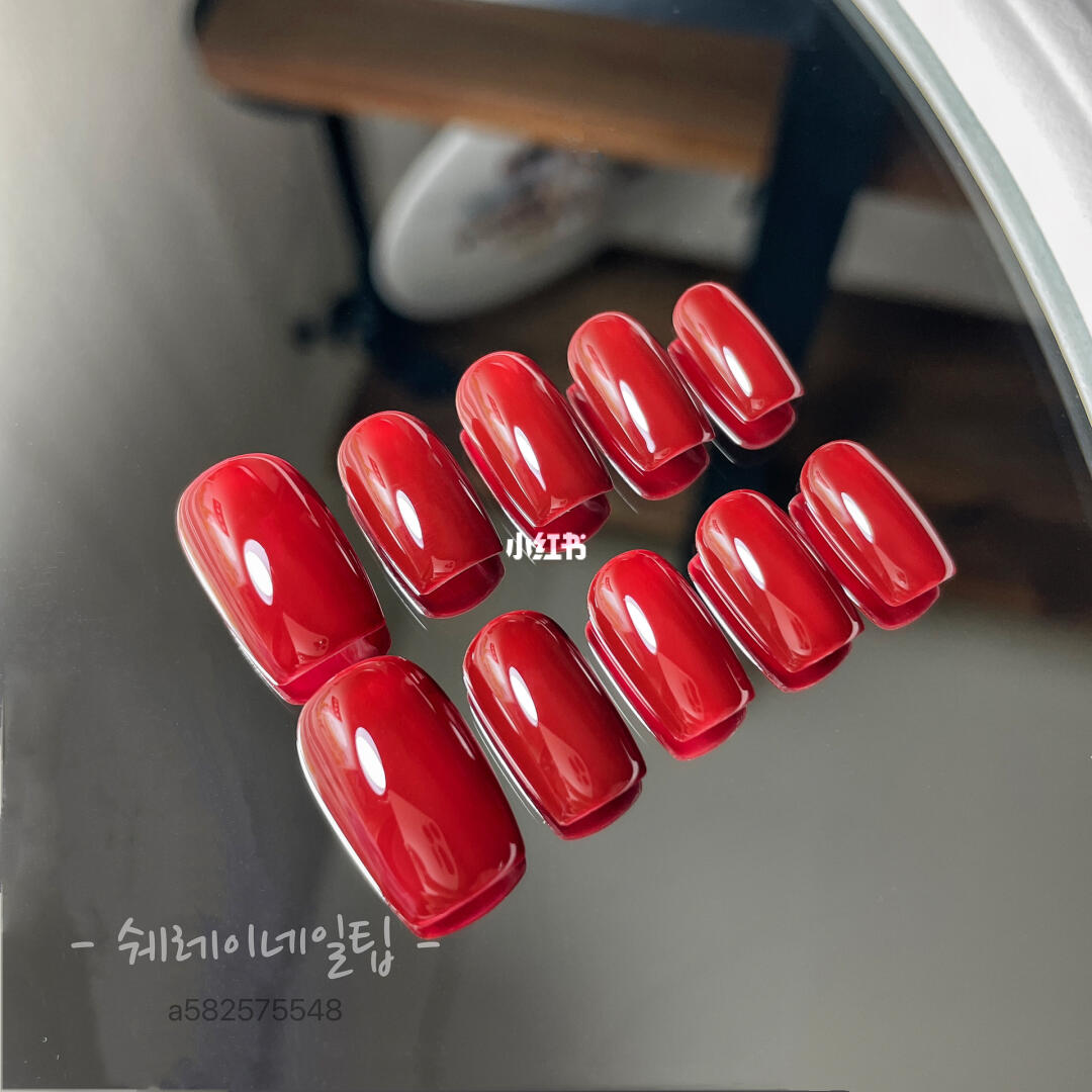 红色真的超显白网红圣诞红新年红纯色美甲