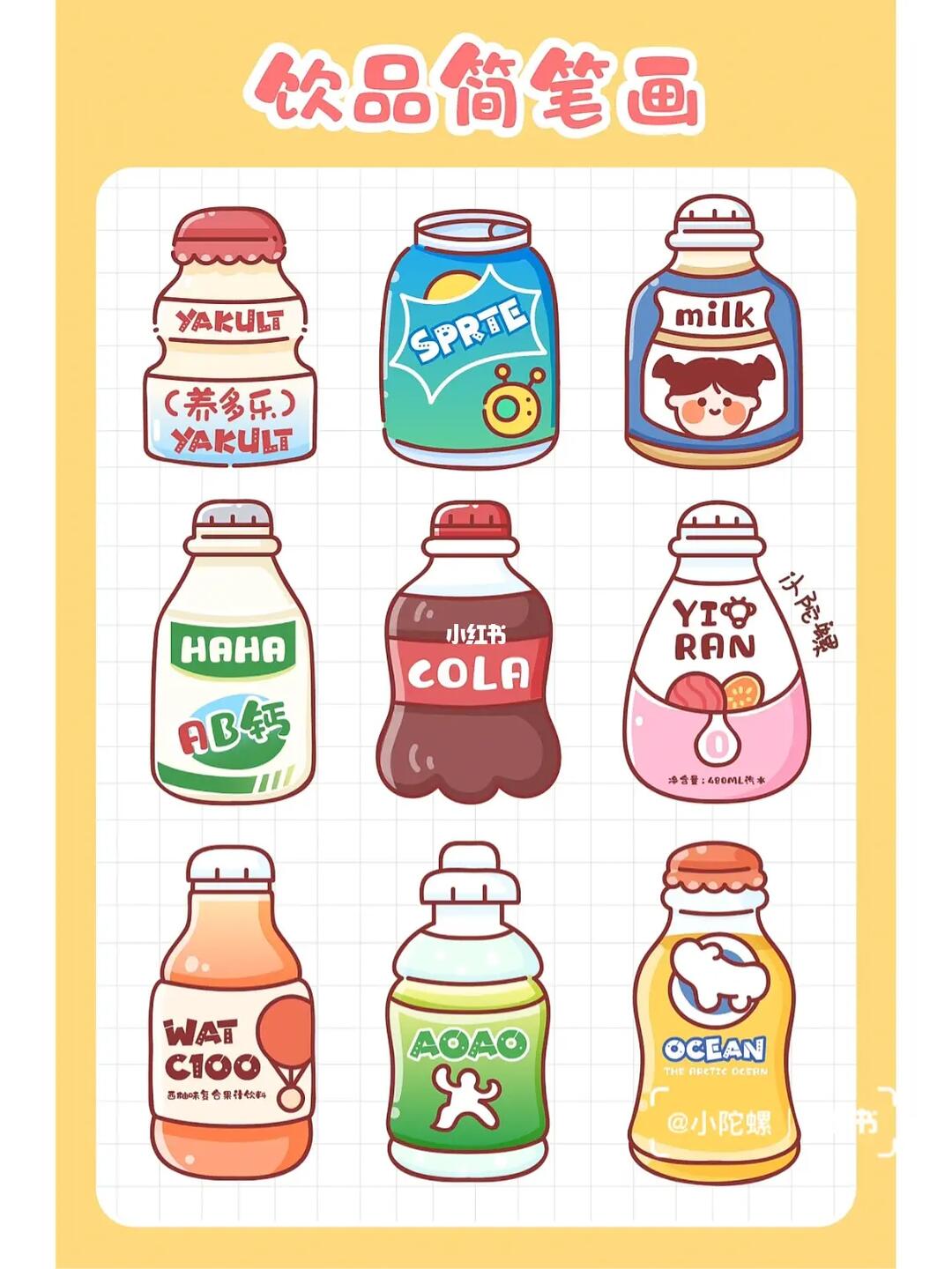 经典日常饮料简笔画快来猜它们的名字