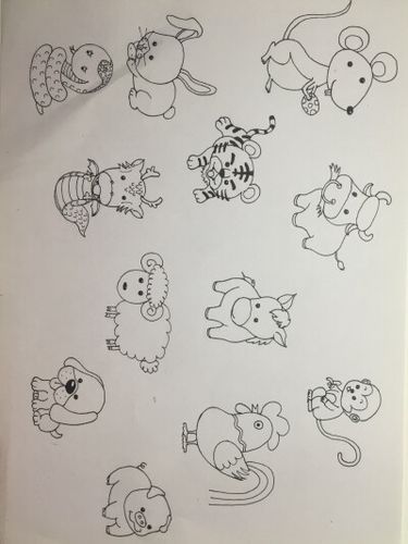 儿童画十二生肖十二生肖头像图片简笔画大全图片十二生肖简笔画大图