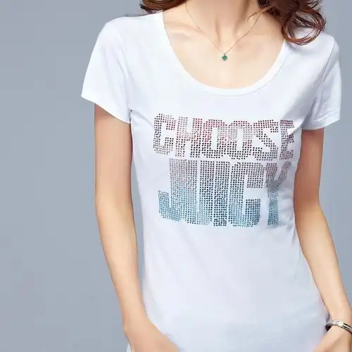 2017夏装韩版时尚字母女t恤修身显瘦半袖棉短袖韩范新款女士体恤图片