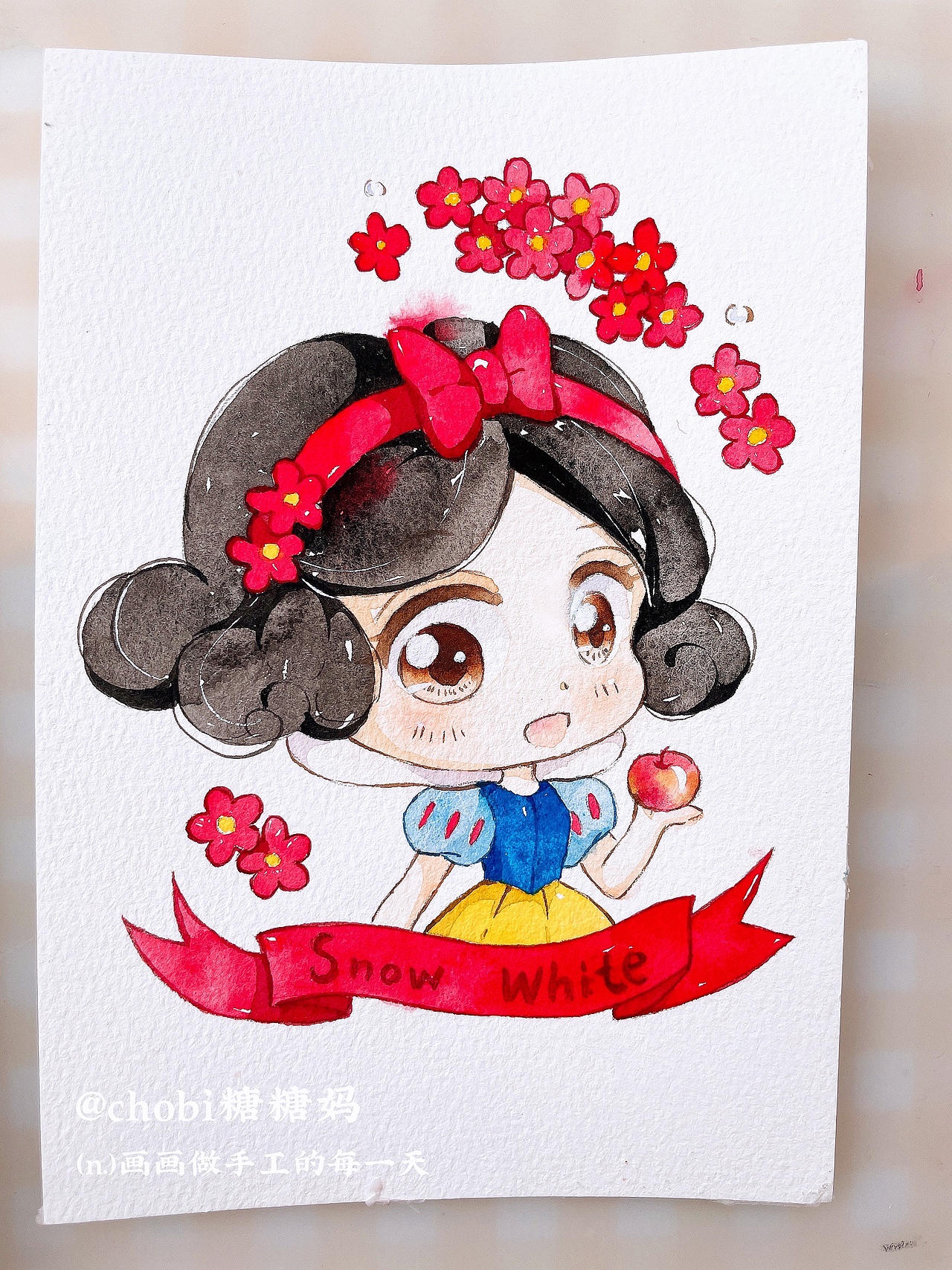 水彩 q版 迪士尼公主们