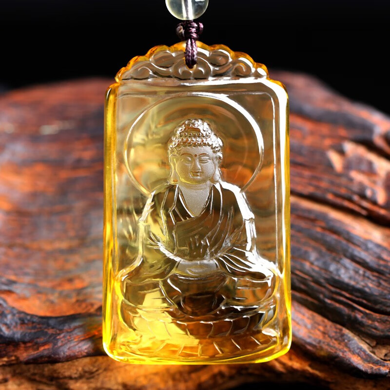 馨佑天然黄水晶大日如来本命佛生肖属羊属猴的守护神吊坠吉祥物