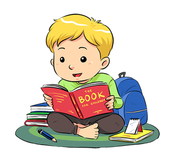 小男孩看书简笔画彩色