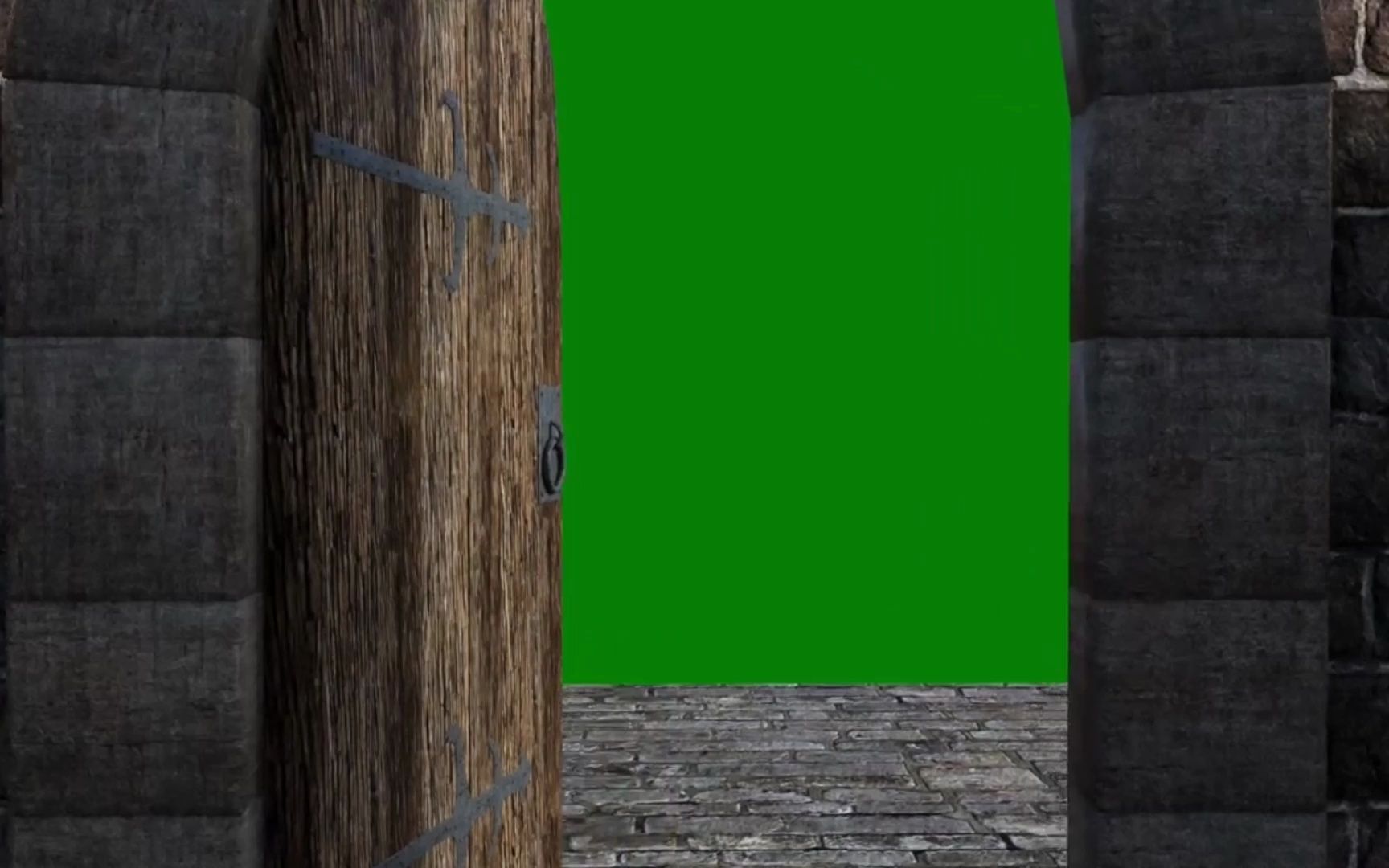 绿幕抠像高清免费视频手机剪辑素材神秘古堡氛围开门特效