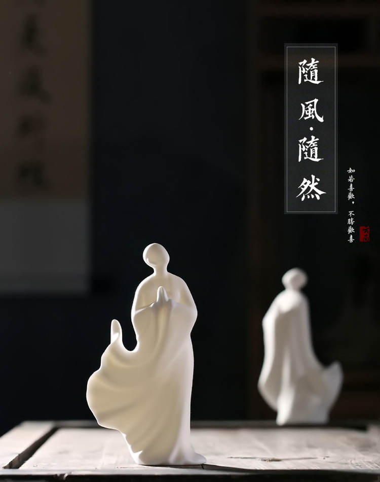云尚 德化白瓷无相佛禅意新中式陶瓷摆件创意现代玄关风水摆件